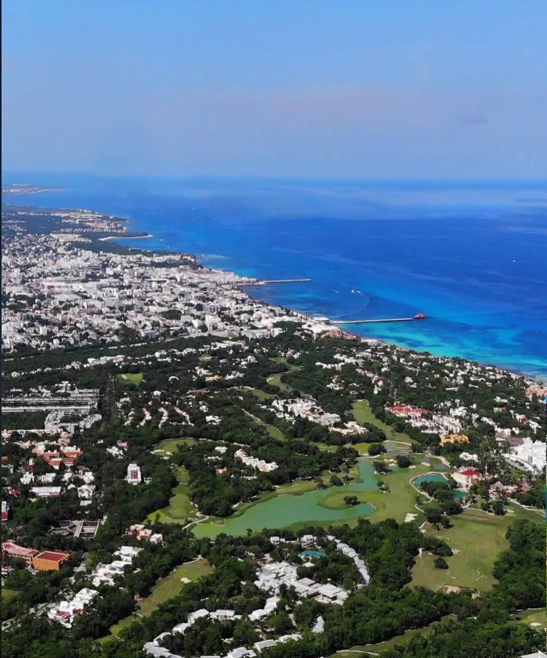 Coastal aerial view of Playa del Carmen and the Caribbean Sea near Playacar